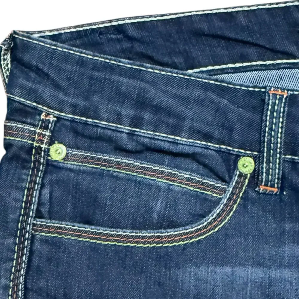 Pepe Jeans Dark Wash Jeans Womens Straight Rose Embroidered 5 Pocket Denim Sz 34